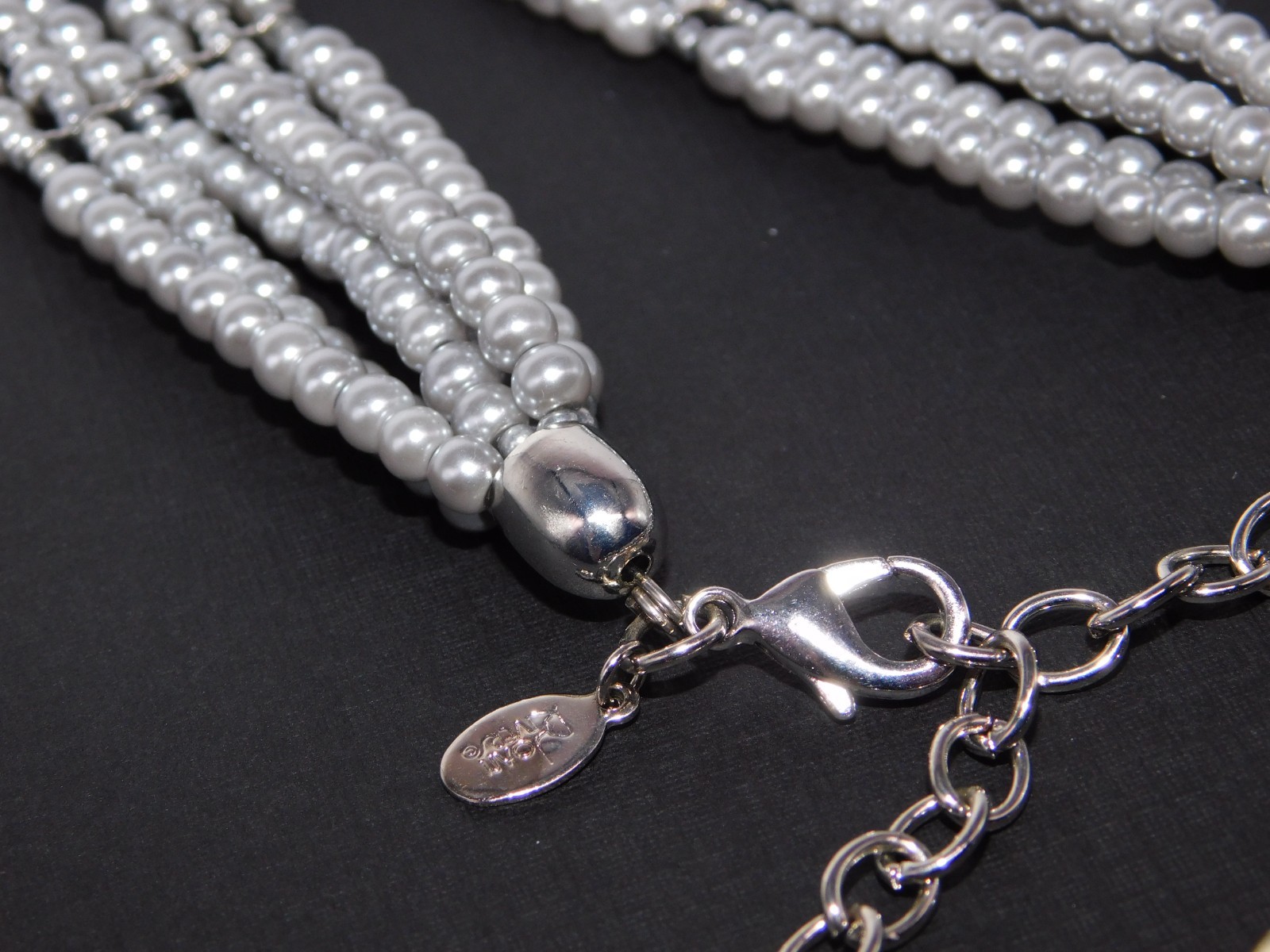 Vintage JOAN RIVERS Smoky Gray Starlet Floral Bead Statement Necklace