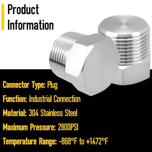 Outer Hex Head Thread Pipe Plug Fitting, 4PCS 1/8" NPT Male 304 Stainless