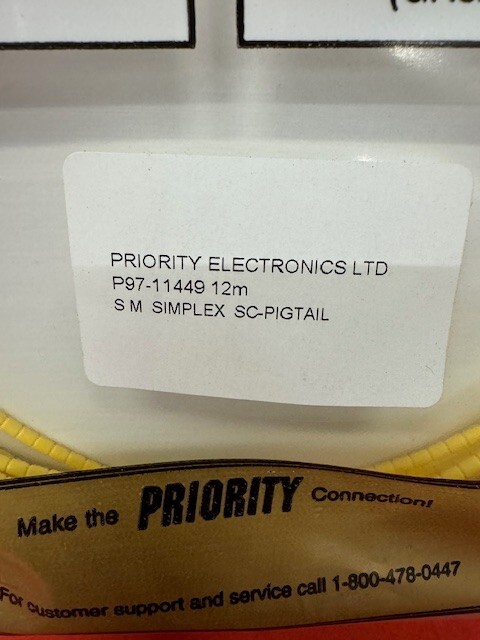 Priority Electronics Fiber Optic Cable Assembly P97-11449 12m SM Simplex Pigtail