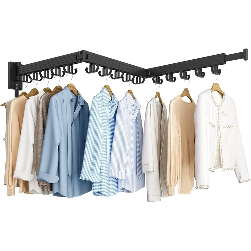 Wall Mounted Drying Rack Space Saving Tri-Fold Design Sturdy Easy Installation
