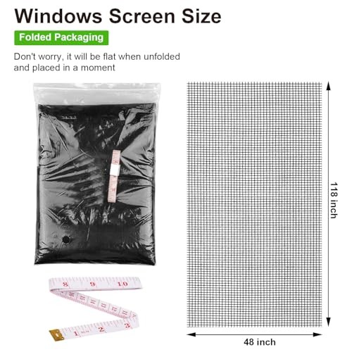 Replacement Window Screens, 48X118 Inch Durable Window Screen 48"x118"Black
