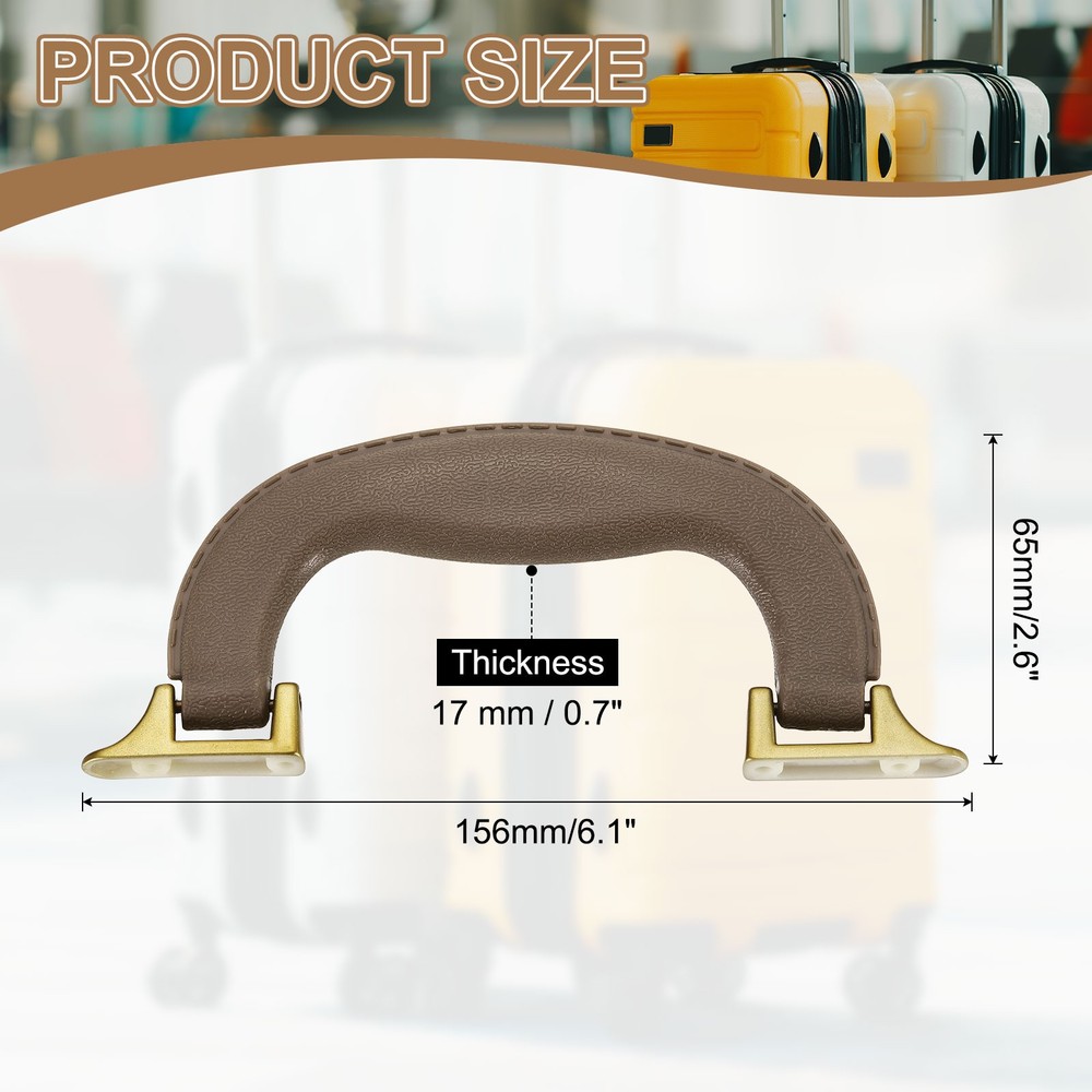 2Pcs Luggage Handle Plastic Pull Handle Grip Replacement with Screws Gray Green