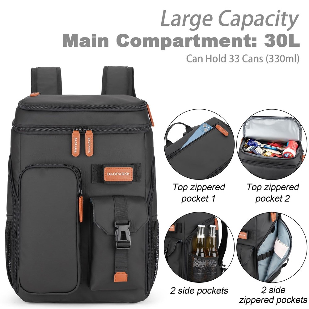 Insulated Cooler Backpack,33 Cans Multifunctional Double Deck Leakproof Coole...