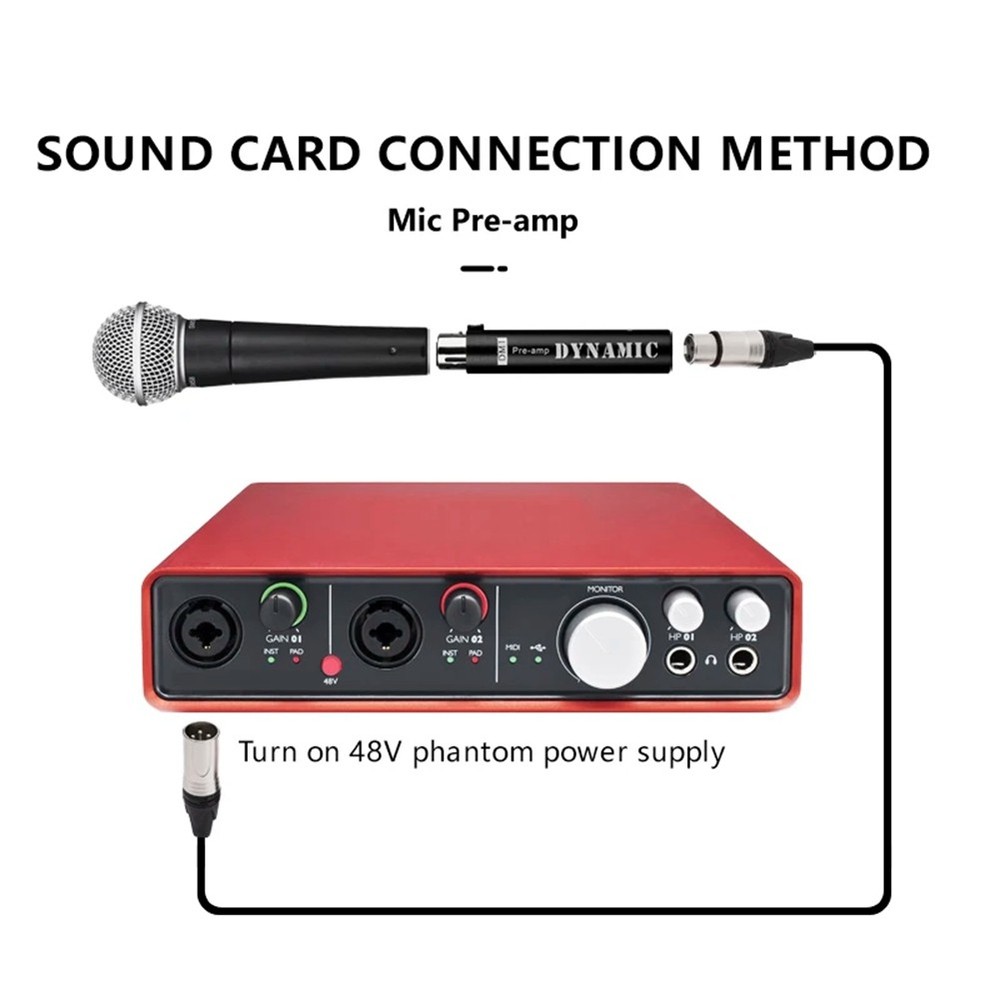 Replace for DM1 Dynamic Microphone Preamplifier 28DB Gain Amplifier for7710