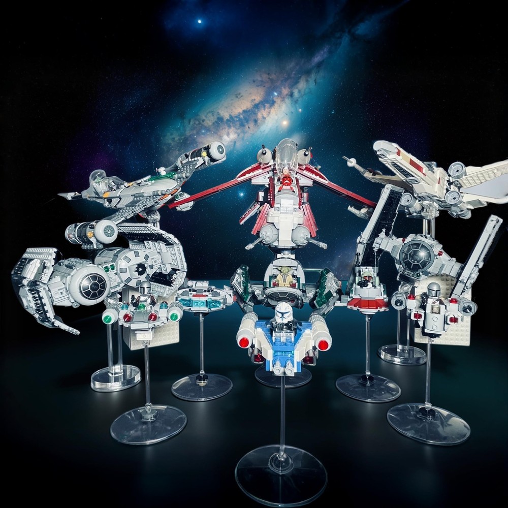 Y-Wing Microfighter Display Stand -4-Pack No-Assembly, Transparent Riser with...