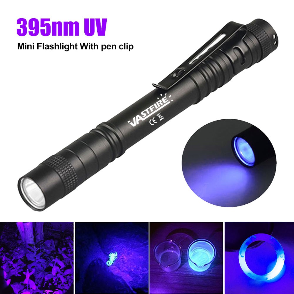 3W UV/White/Red/Green Camping Light LED Flashlight Clip Penlight Function Torch