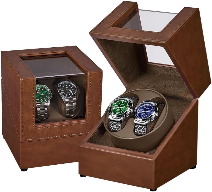Watch Winder for Automatic Watches,Automatic Box,Double Brown