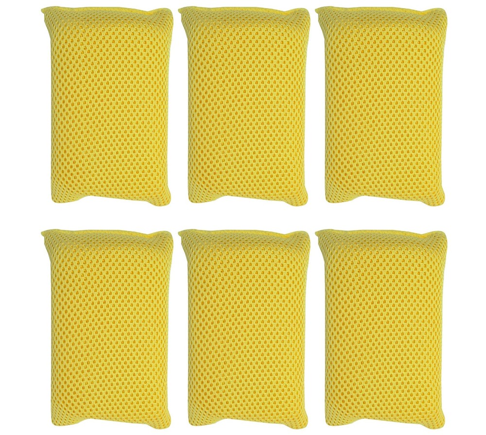 6-Pack, Bug Scrubber Sponge, Yellow, Large Microfiber