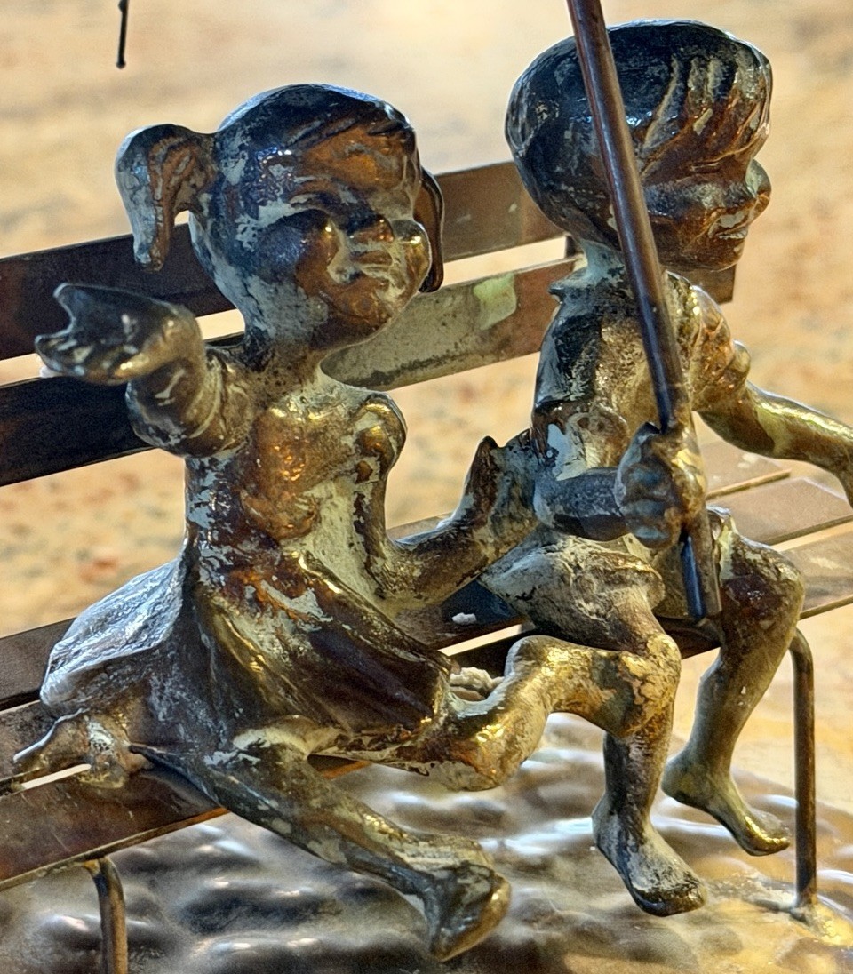 Vintage 1970s Bijan Brass & Copper Figural Rain Drops Sculpture Signed 14”