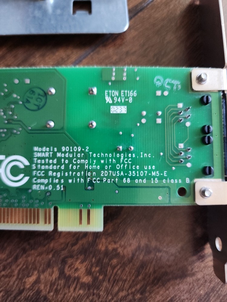 Smart Modular Technologies 56K PCI Ethernet Network Adapter Modem Model 90109-2