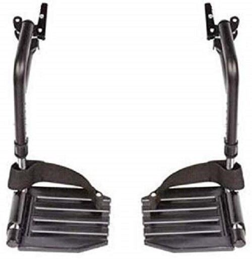 Wheelchair Footrest with Heel Loops Black  for Standard Wheelchairs