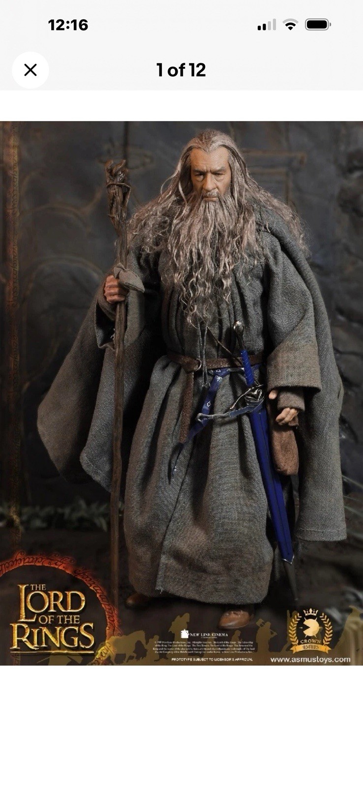 Asmus Toys Gandalf 2.0 1/6 Head Carving The Lord of the Rings Figure Head Crown