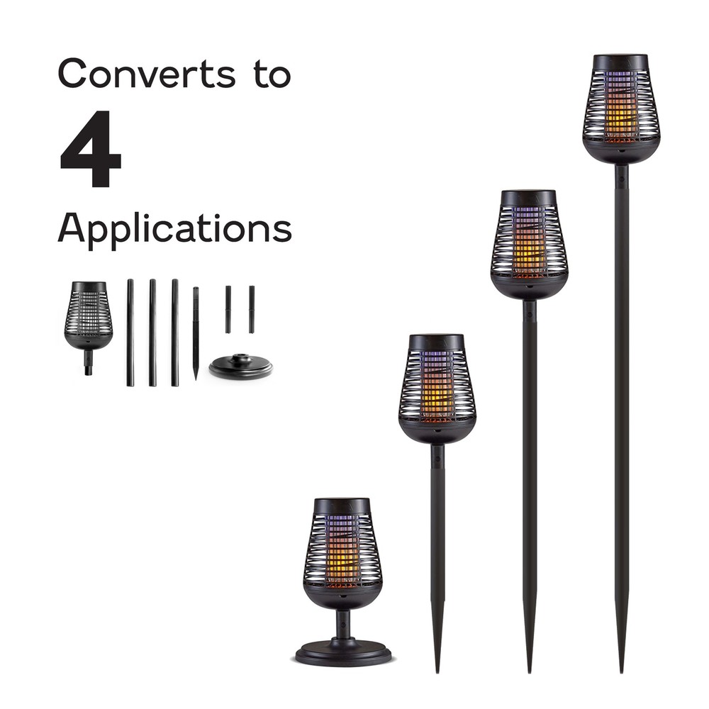 Pic Solar Insect Killer Torch with LED Flame Effect, Black Torch