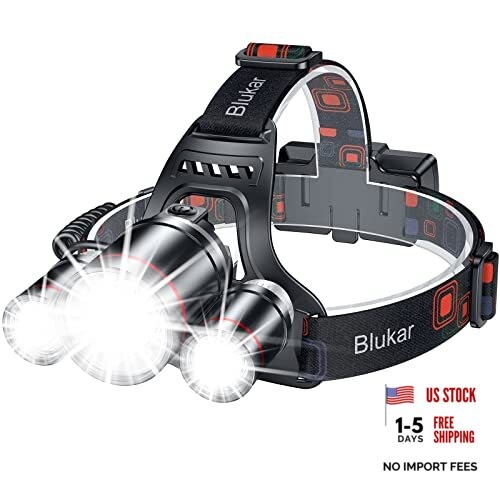LED Headlamp, Super Bright Rechargeable Headlight Flashlight - 3 Lights Black