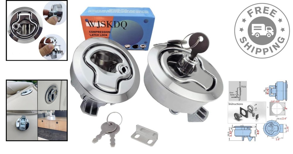 Keyed Lock Flush Pull Boat Latches - 2pcs/4pcs for Secure Compartment Access