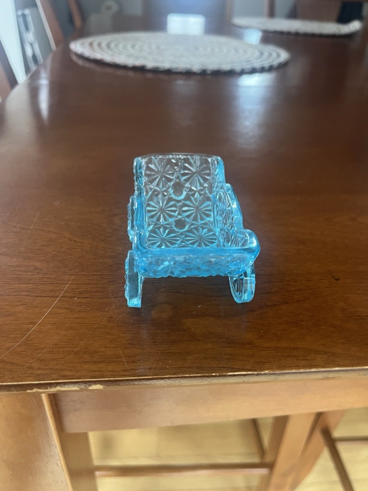 Patterned Blue Glass Novelty Open Salt Dish, All-Over Pattern