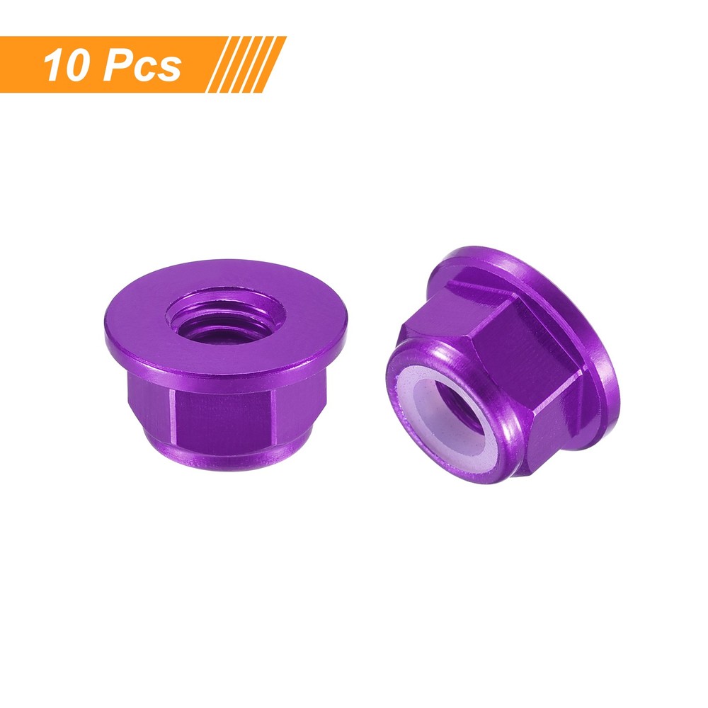 Nylon Insert Hex Lock Nuts, 10pcs - M5x0.8mm Self-Locking Nut(Purple)
