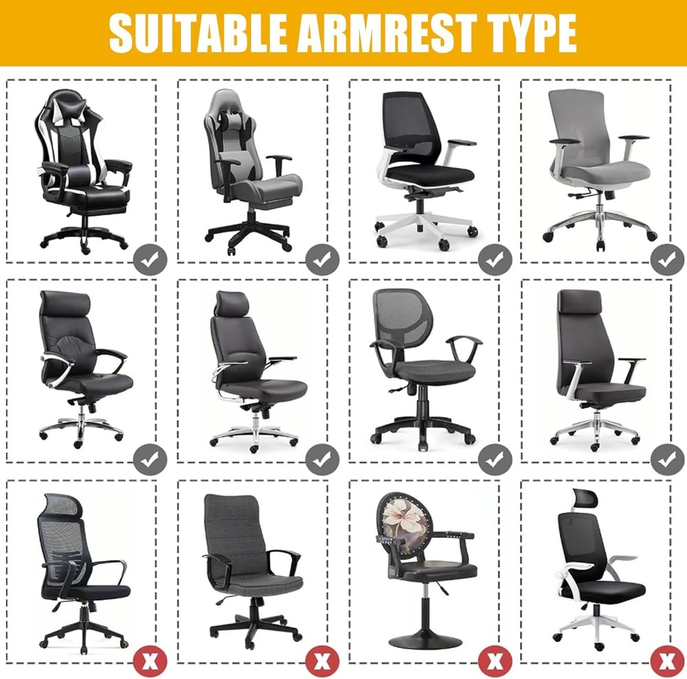 Smiry Stretch Printed Office Chair Armrest Covers, Black