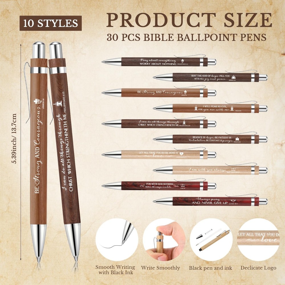 Spakon 30 Sets 60 Pcs Easter Scripture Christian Pens Bulk with Bible Bookmar...