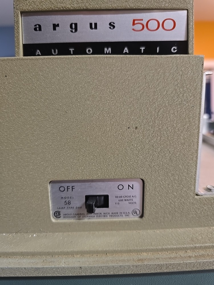 Argus 500 Automatic 4 Inch Projector Vintage, MISSING Power Cord