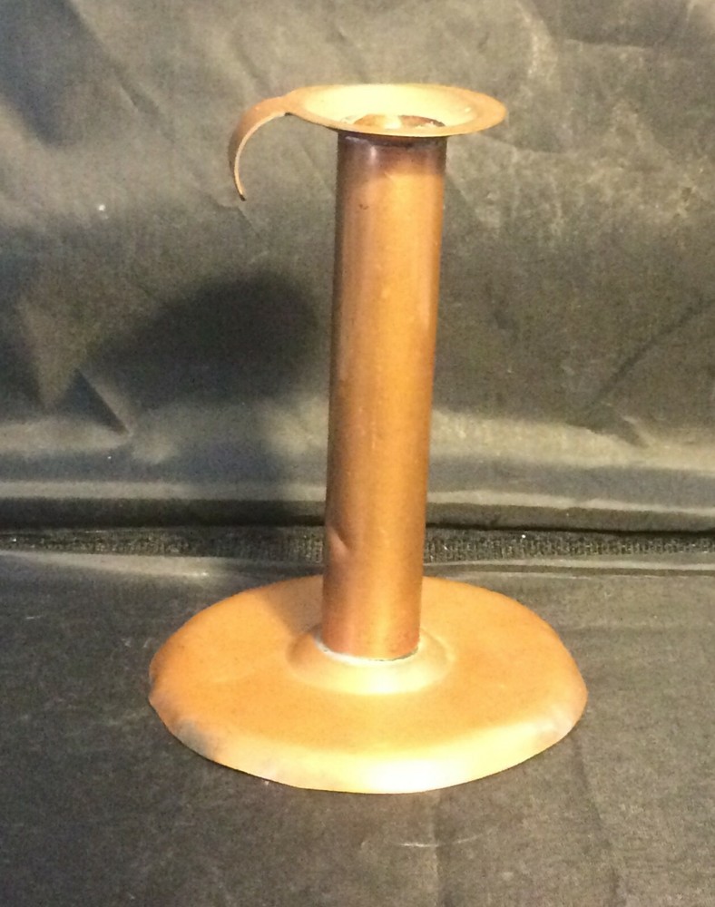 Antique Arts & Crafts Solid Copper Push Up Candle Holder Signed Robinson
