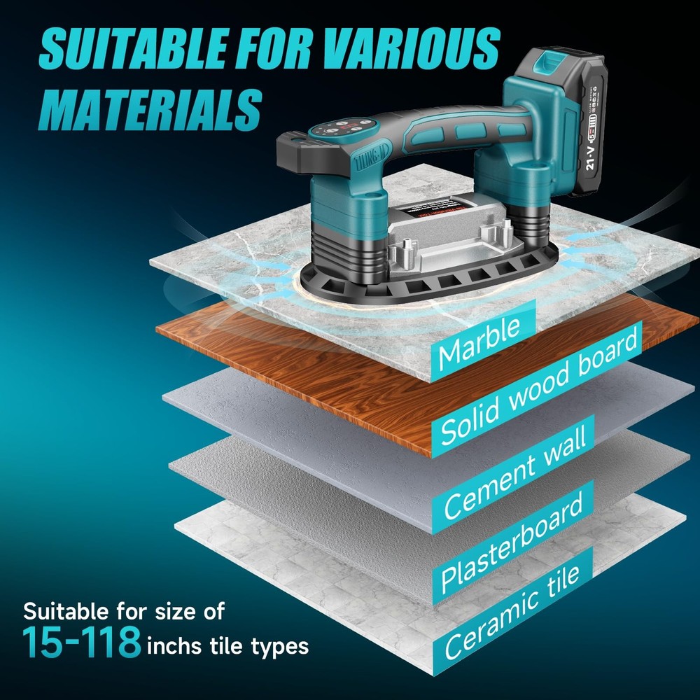 Cordless Tile Vibration Tool, Tile Vibration Leveling Machine with 2 × 1500ma...