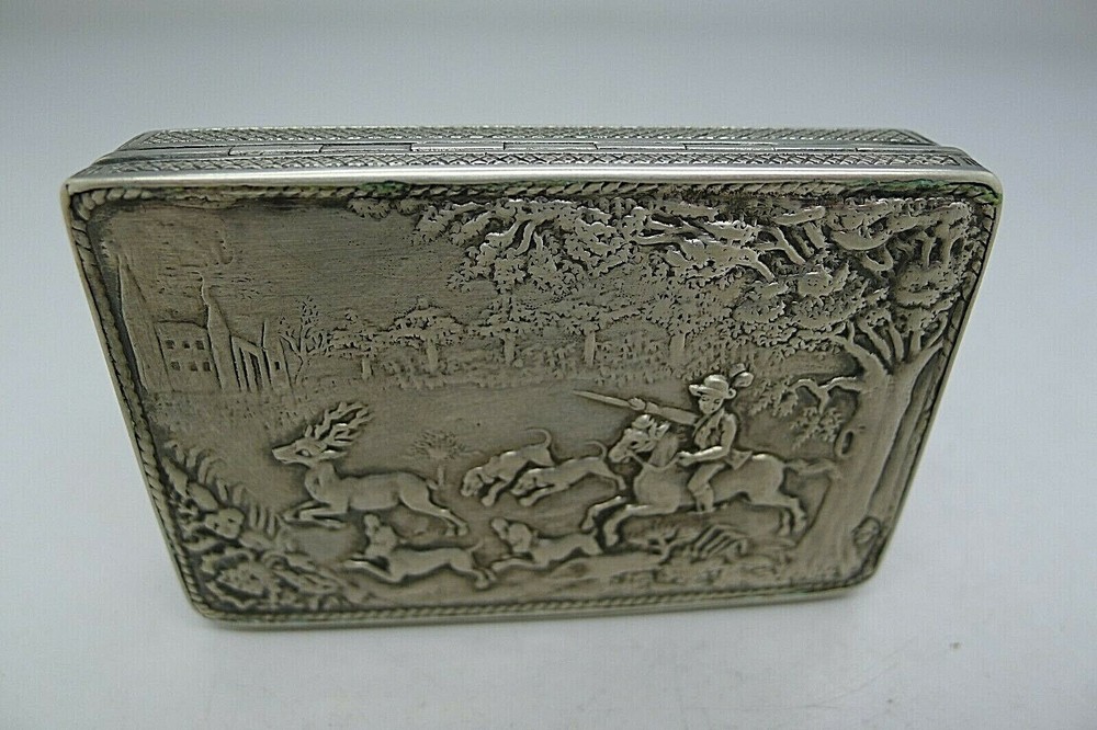 CZECHOSLOVAKIA RARE c.1880 SOLID SILVER DOUBLE SIDED SNUFF BOX RARE FIND