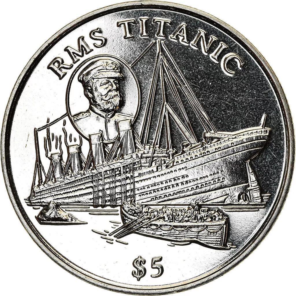 RMS Titanic $5 Liberia Copper Nickel Coin dated 1998 - Uncirculated