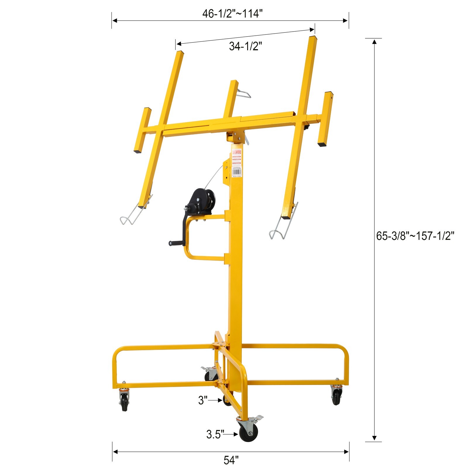 13FT Drywall Lifter Panel Hoist Jack Rolling Caster Construction Tools 150lbs