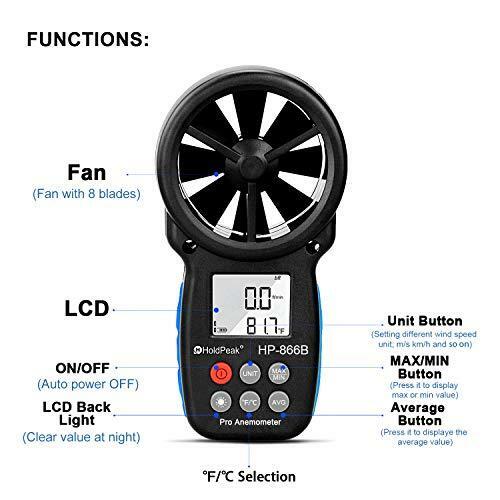 HOLDPEAK Digital Anemometer Handheld Wind Speed Meter for Measuring Wind,Durable