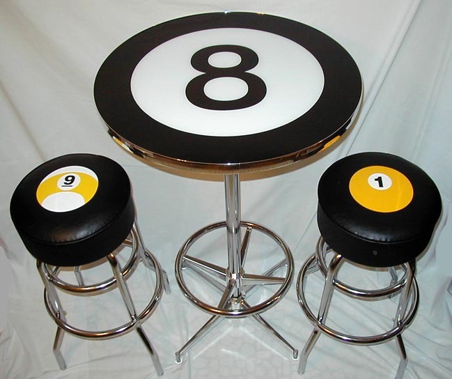 8 Ball Billiards Pub Table & Pool Ball Stools