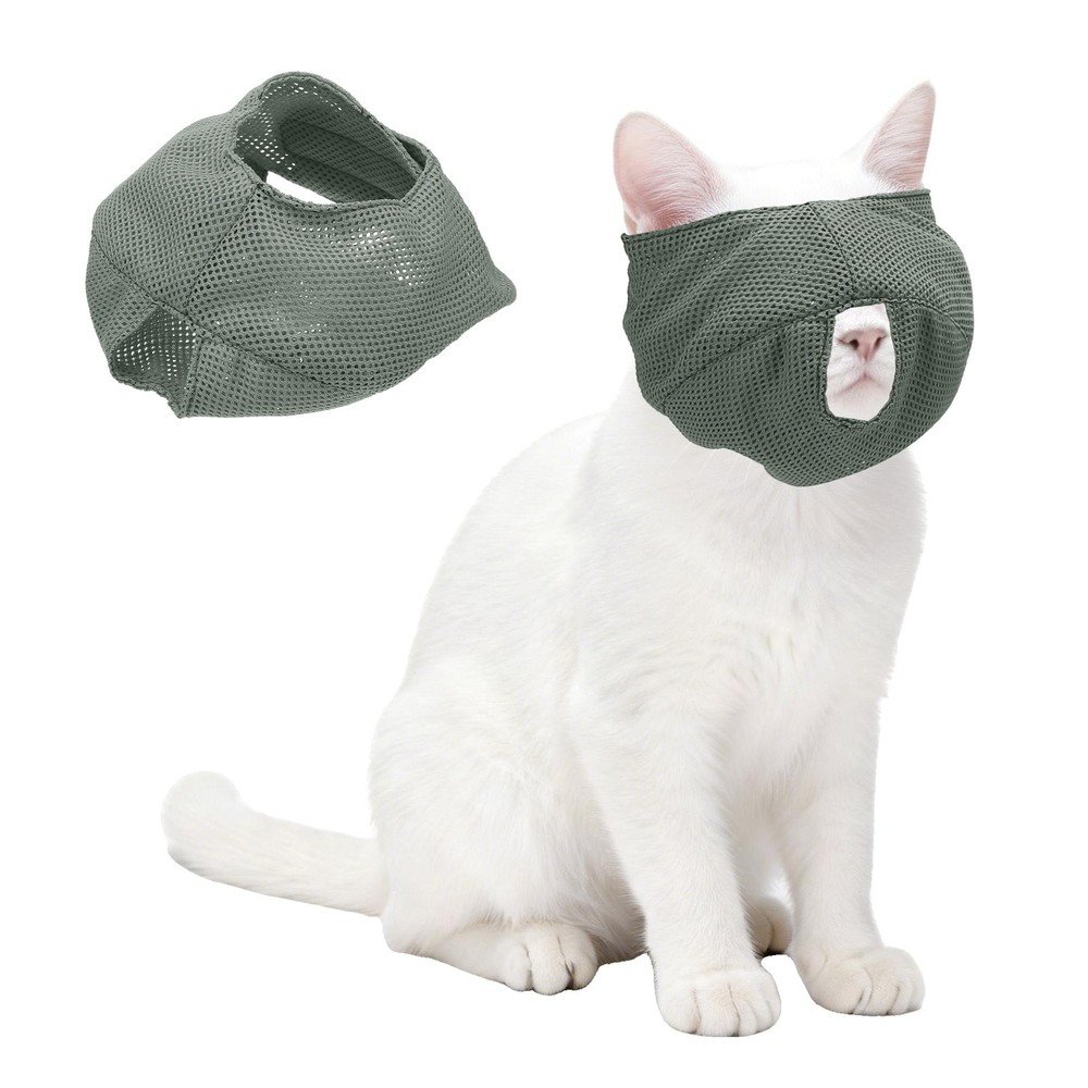 Cat Muzzle Breathable Mesh Muzzle Circumference 9-10 Inches Gray