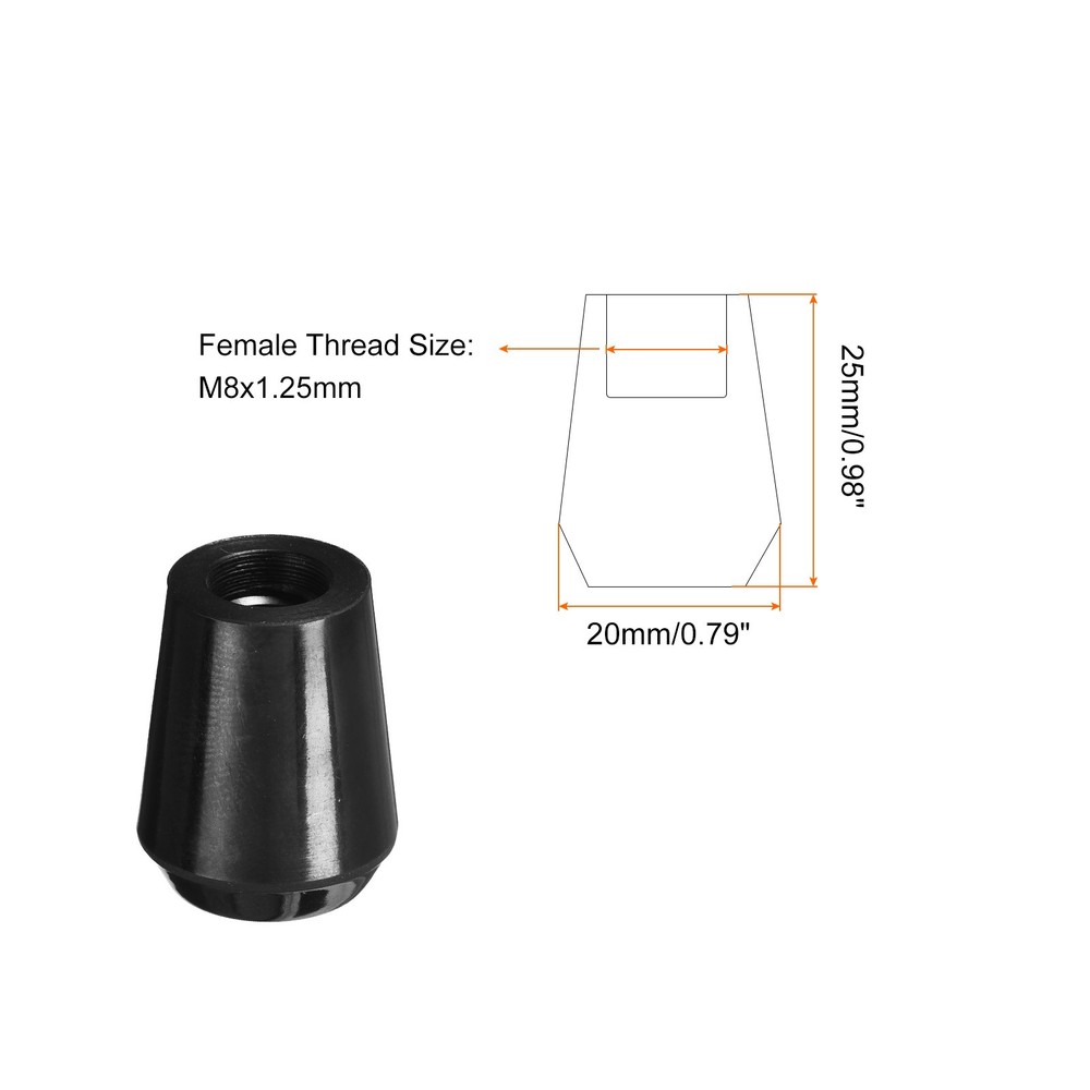 M8x25mm Female Threaded Hand Knobs Tapered Insert Handles for Mechanical, 2Pcs