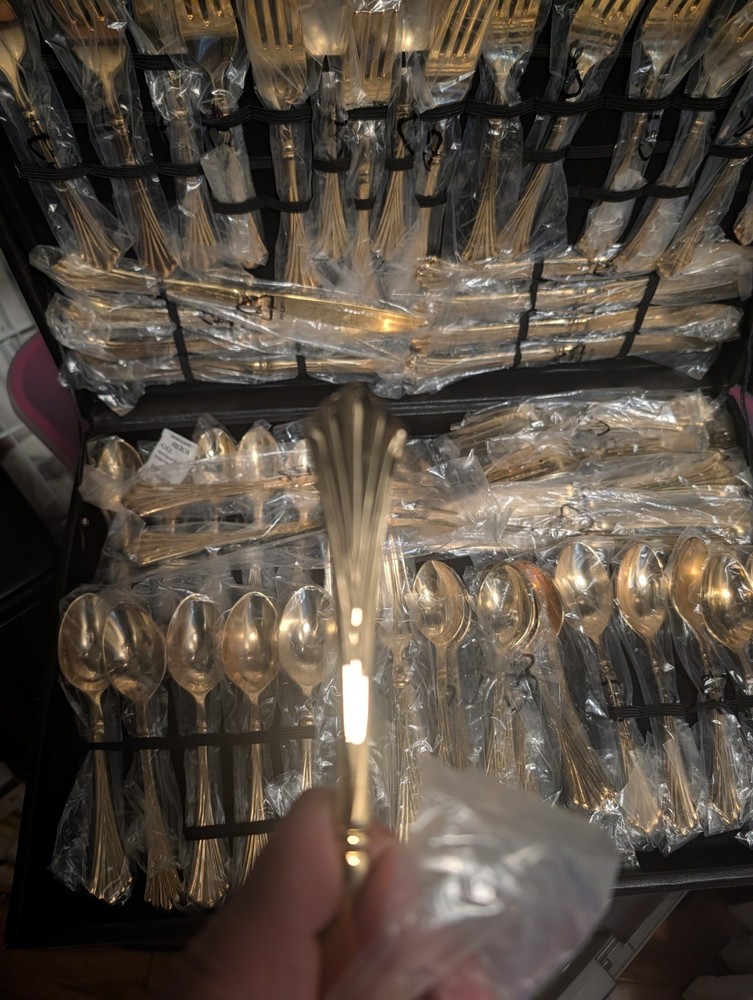 Gold Plated Flatware Set with Fork, Knife, Spoon and Case