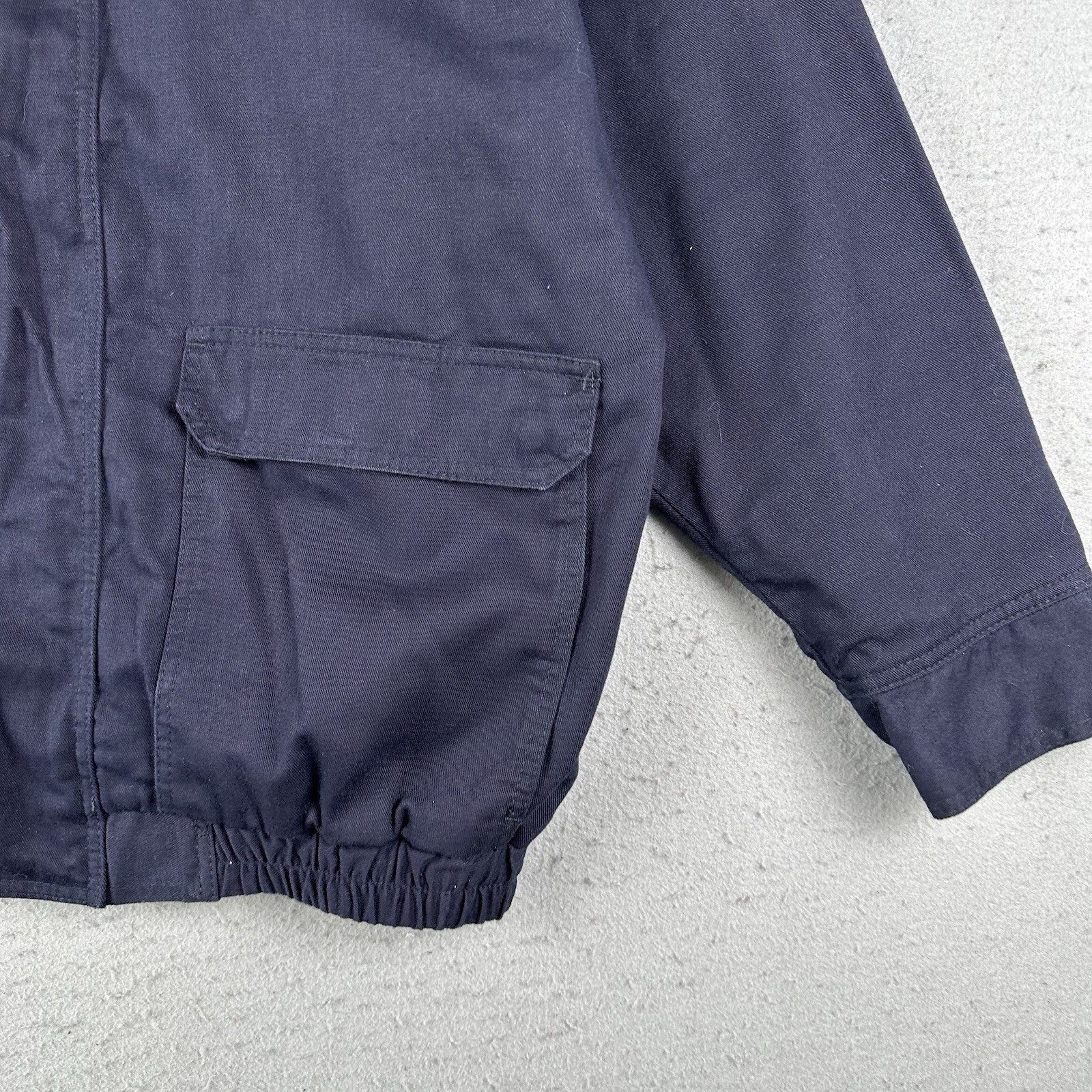 Bulwark FR Jacket Mens XL Blue Flame Resistant Workwear Snap Zip Hooded