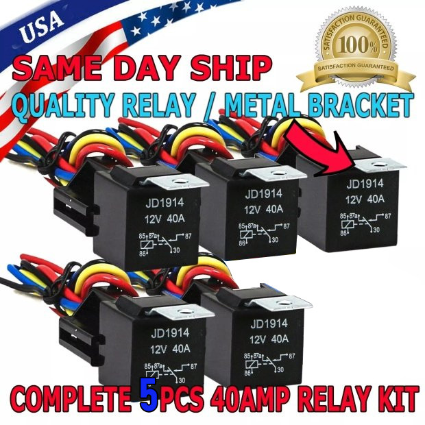 5pcs 5Pin Car Automotive SPDT Relay Switch Harness Socket Waterproof 40A 12V DC