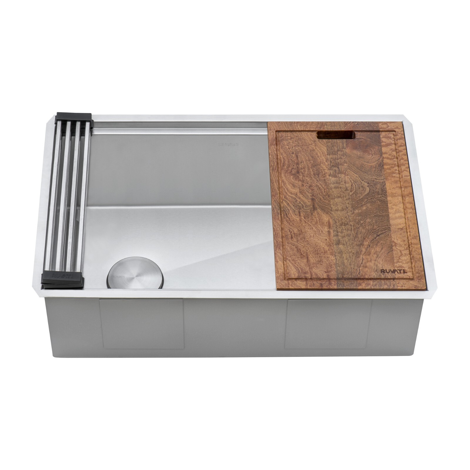 Ruvati 30" Workstation Slope Bottom Offset Drain 16 Gauge Kitchen Sink- RVH8582