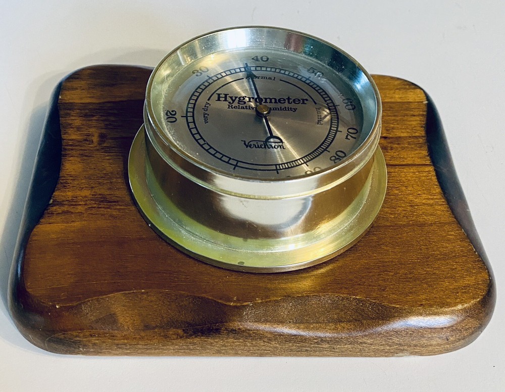 Vintage Verichron Hanging Wall Hygrometer, Barometer, Relative Humidity