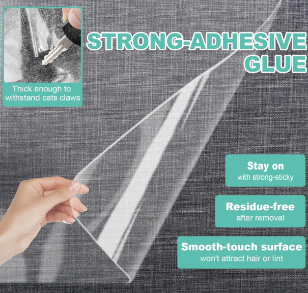 Cat Scratch Furniture Protector, 197"x12" Single-Sided Sticky Couch Protector...