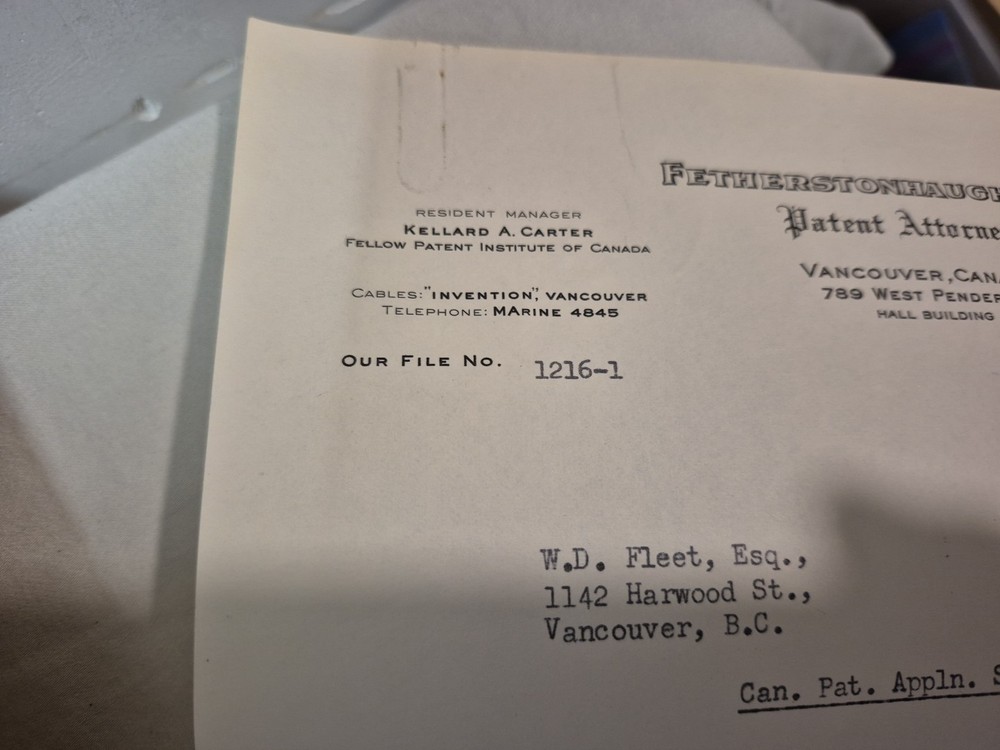 PATENT PAPERWORK for MAPLE EXTRACT - 1952 - 6650
