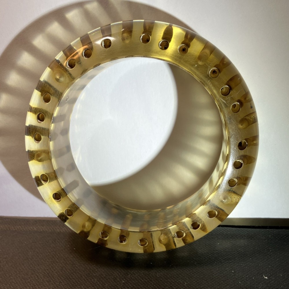 Lucite Clear Bangle Bracelet with Drilled Dot Pattern Translucent (heavy)