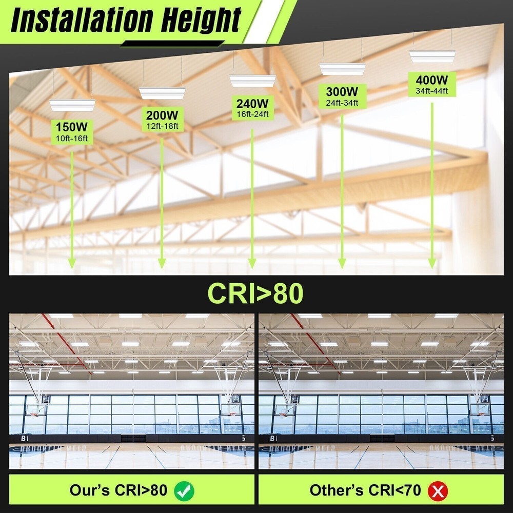 400 Watts LED Linear High Bay Light Warehouse Workshop Lighting 5000K Daylight