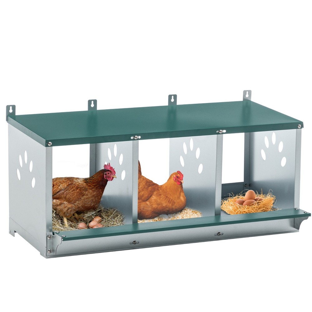 3 Chicken Nesting Boxes for Laying Eggs Galvanized Steel Hen Nesting Box