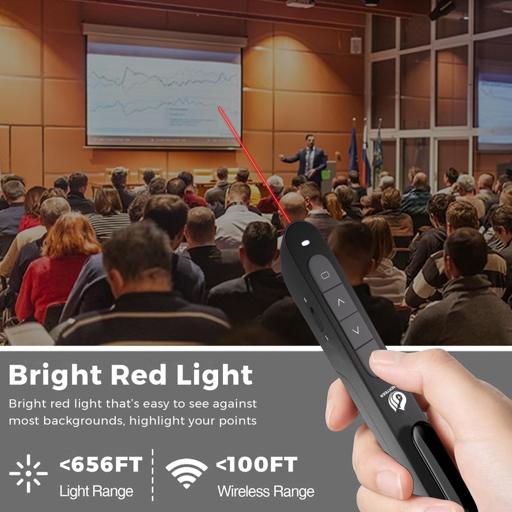 Wireless Presenter,Support Hyperlink RF 2.4GHz Powerpoint PPT Clicker Present...