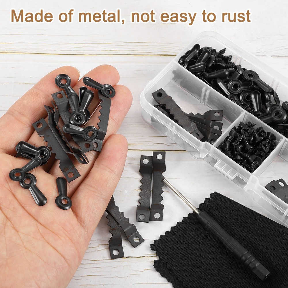 1Set Picture Frames Hangers, Frame Backing Fastener with Screws, Black