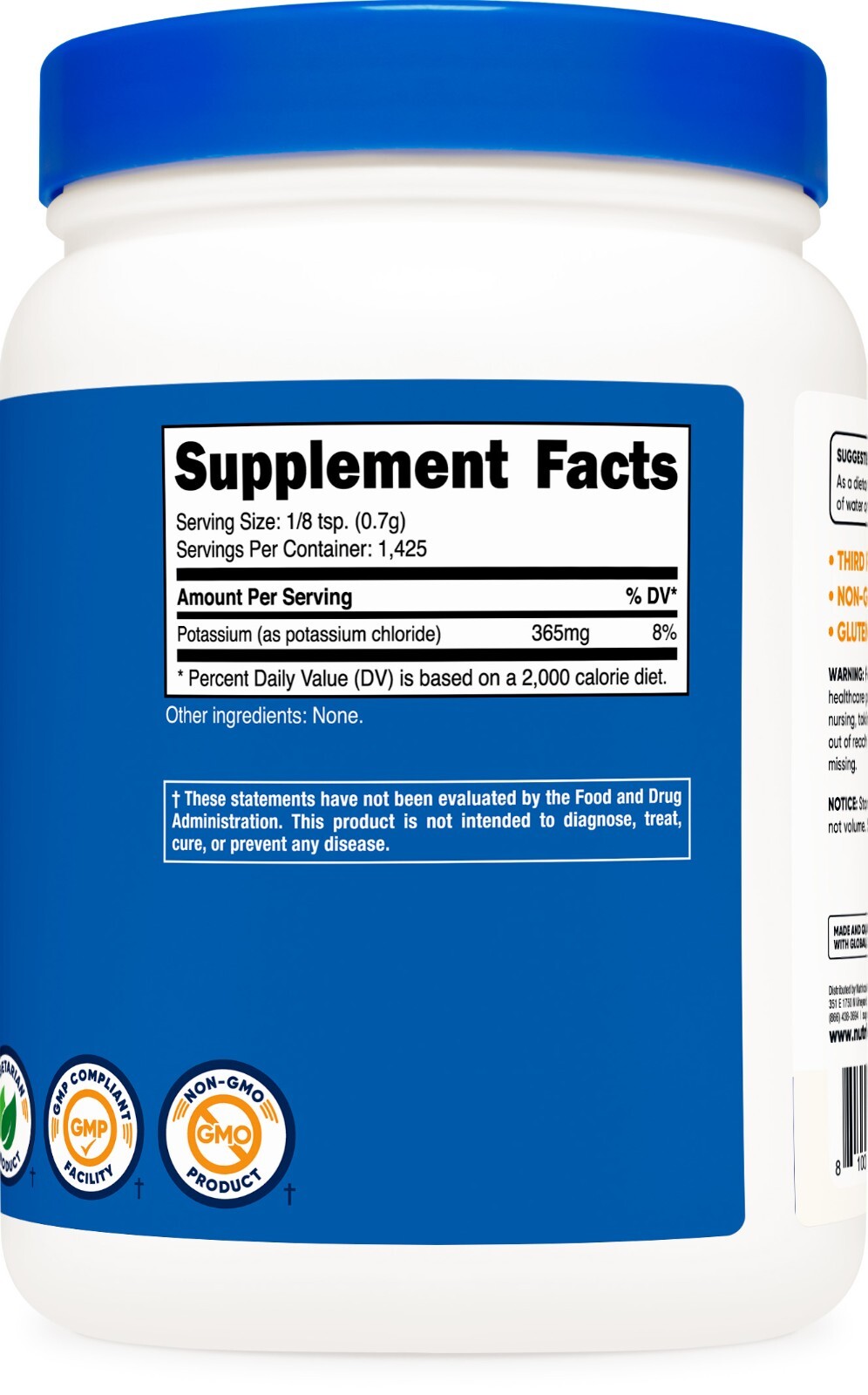 Nutricost Potassium Chloride 1kg - Gluten Free, Non-GMO