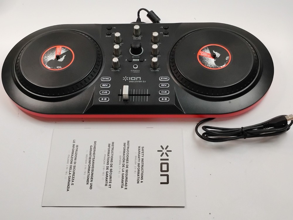 Ion Audio ICUE3 Discover DJ System USB Interface Black/Red for Computer Transfer