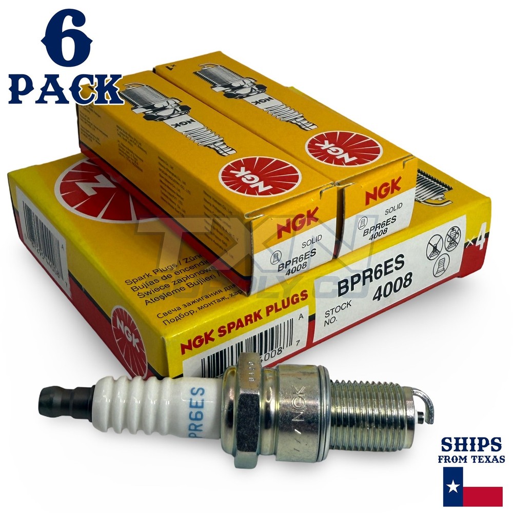 6 Pack NGK 4008 Spark Plugs BPR6ES SOLID