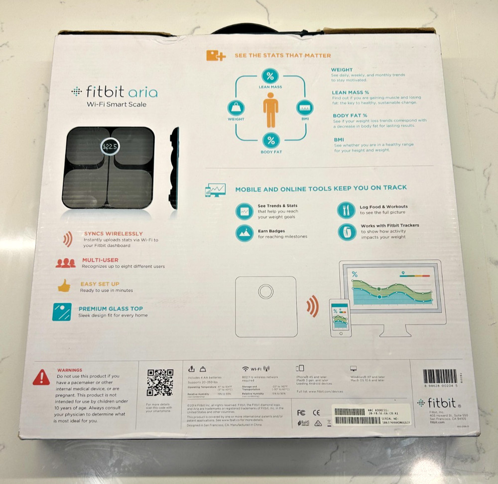 Fitbit Aria FB201B Wi-Fi Black Smart Scale
