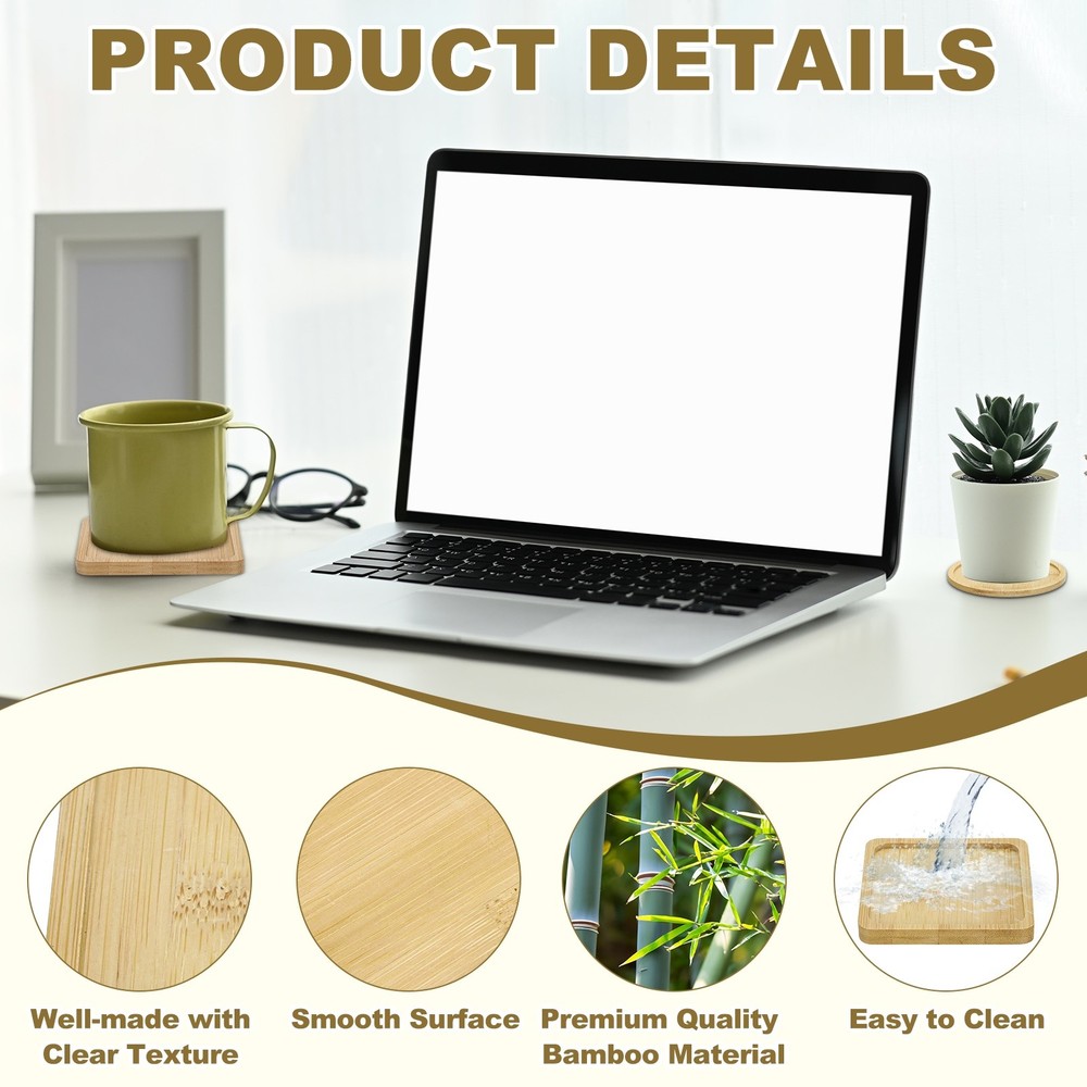 4 square wooden coasters 90x90x10mm for table/kitchen